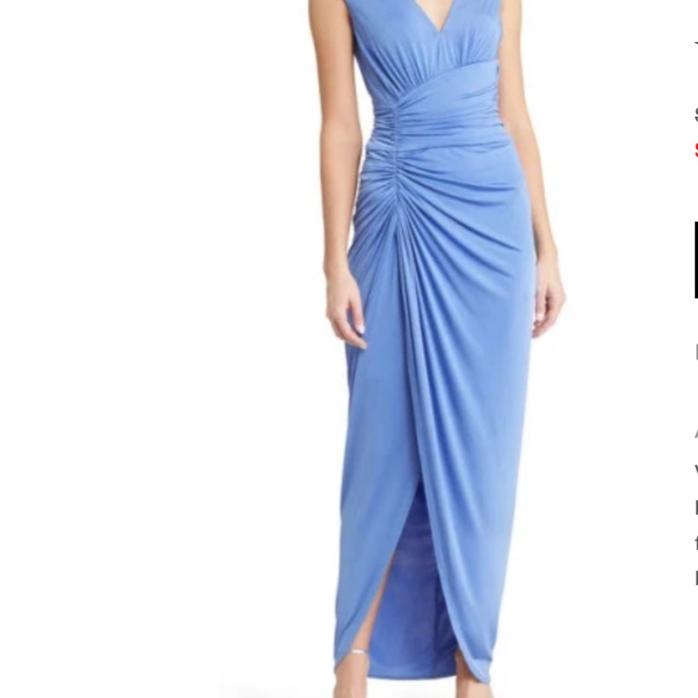 NWOT Vince Camuto Padded Shoulder Ruched Jersey Dress in Periwinkle - 8